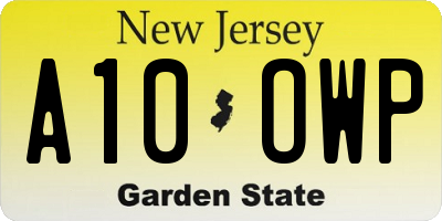 NJ license plate A10OWP