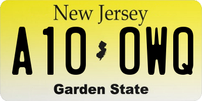 NJ license plate A10OWQ
