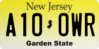 NJ license plate A10OWR