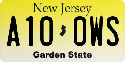 NJ license plate A10OWS