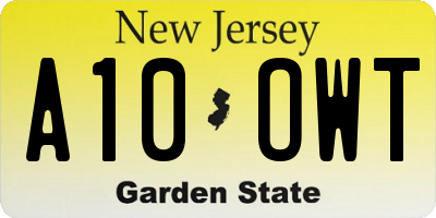 NJ license plate A10OWT