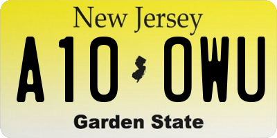 NJ license plate A10OWU