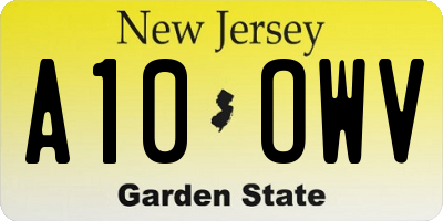 NJ license plate A10OWV
