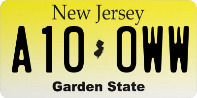 NJ license plate A10OWW