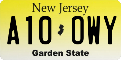 NJ license plate A10OWY