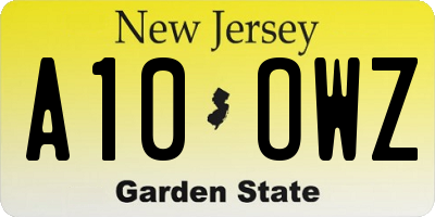 NJ license plate A10OWZ