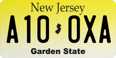 NJ license plate A10OXA