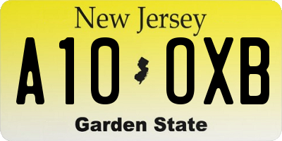 NJ license plate A10OXB
