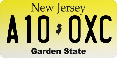 NJ license plate A10OXC