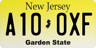 NJ license plate A10OXF