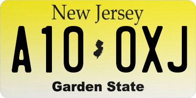 NJ license plate A10OXJ