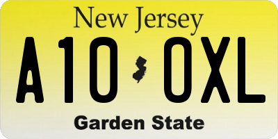 NJ license plate A10OXL