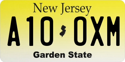 NJ license plate A10OXM
