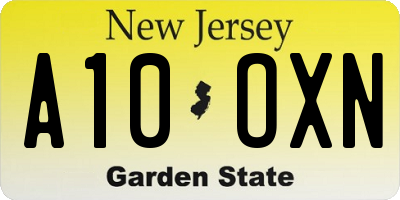 NJ license plate A10OXN