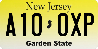 NJ license plate A10OXP