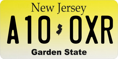 NJ license plate A10OXR