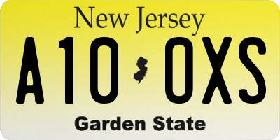 NJ license plate A10OXS