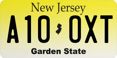 NJ license plate A10OXT