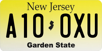 NJ license plate A10OXU