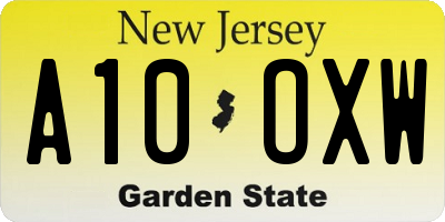 NJ license plate A10OXW