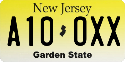 NJ license plate A10OXX
