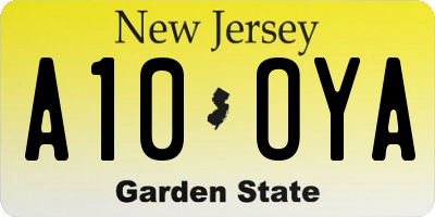 NJ license plate A10OYA