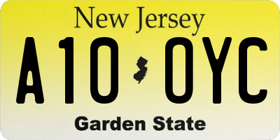 NJ license plate A10OYC