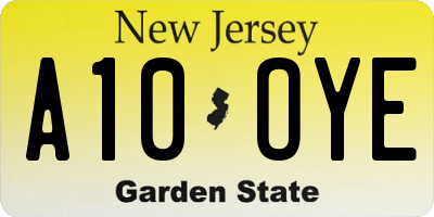 NJ license plate A10OYE