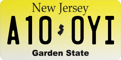 NJ license plate A10OYI