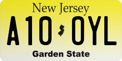 NJ license plate A10OYL