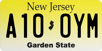 NJ license plate A10OYM