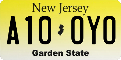 NJ license plate A10OYO