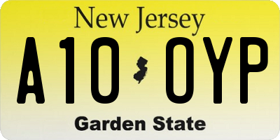 NJ license plate A10OYP