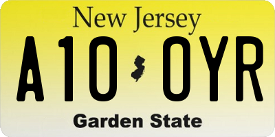 NJ license plate A10OYR