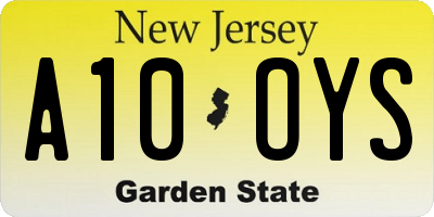 NJ license plate A10OYS