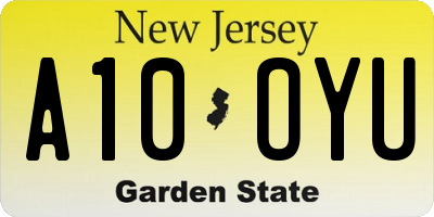 NJ license plate A10OYU