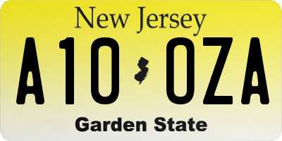 NJ license plate A10OZA