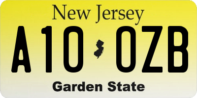 NJ license plate A10OZB