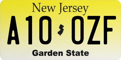 NJ license plate A10OZF