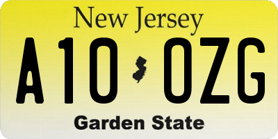 NJ license plate A10OZG