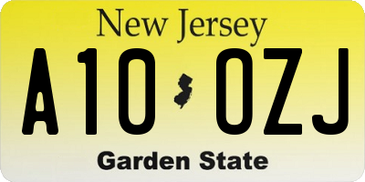 NJ license plate A10OZJ