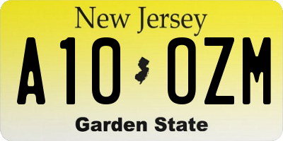 NJ license plate A10OZM