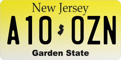 NJ license plate A10OZN