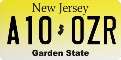 NJ license plate A10OZR