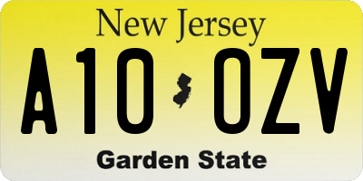 NJ license plate A10OZV