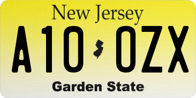 NJ license plate A10OZX