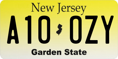 NJ license plate A10OZY