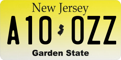 NJ license plate A10OZZ