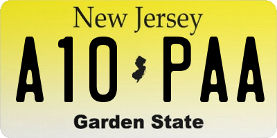 NJ license plate A10PAA