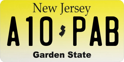 NJ license plate A10PAB